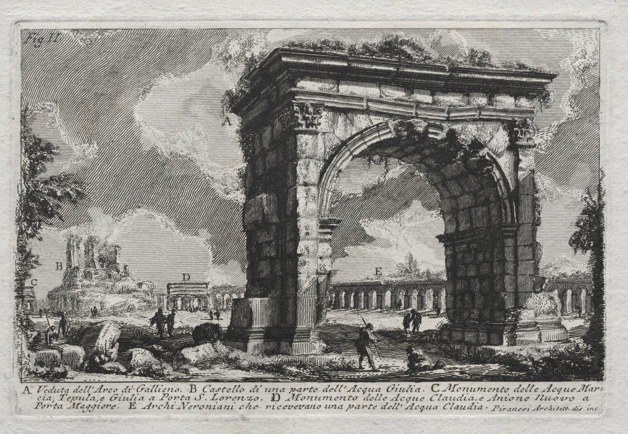 Utsikt över Gallienos båge av Giovanni Battista Piranesi