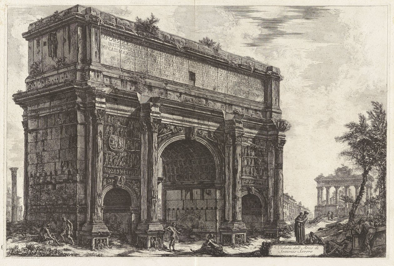 Vy över Septimius Severus båge, ur Vedute di Roma av Giovanni Battista Piranesi