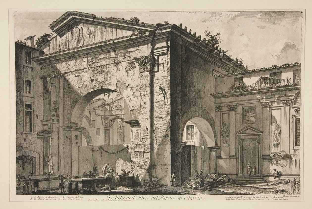 Vy över atriet i Octavias portik, ur Vedute di Roma av Giovanni Battista Piranesi