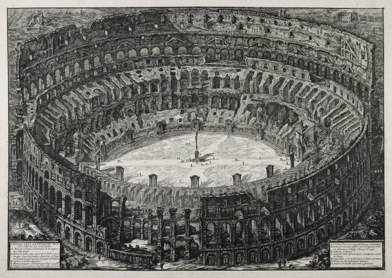Utsikt över den flaviska amfiteatern känd som Colosseum av Giovanni Battista Piranesi