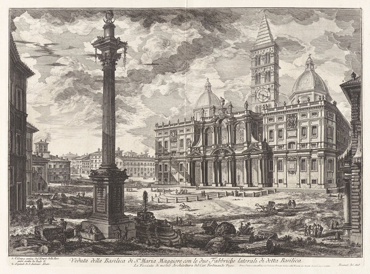 Utsikt över basilikan Santa Maria [Maggiore] med sina två flankerande vingar, från Vedute di Roma (Utsikt över Rom) av Giovanni Battista Piranesi