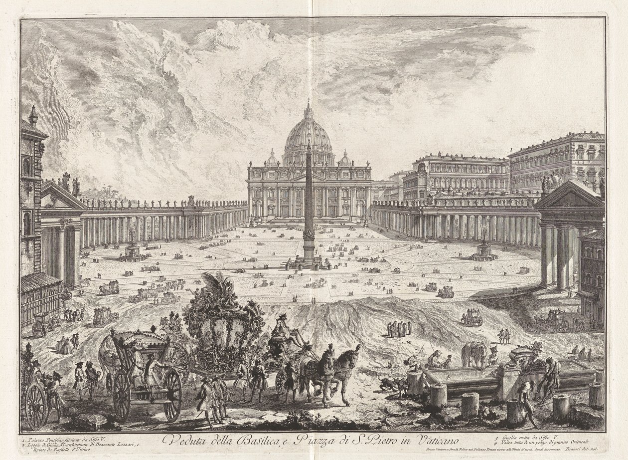 Utsikt över basilikan och Piazza of Saint Peter av Giovanni Battista Piranesi