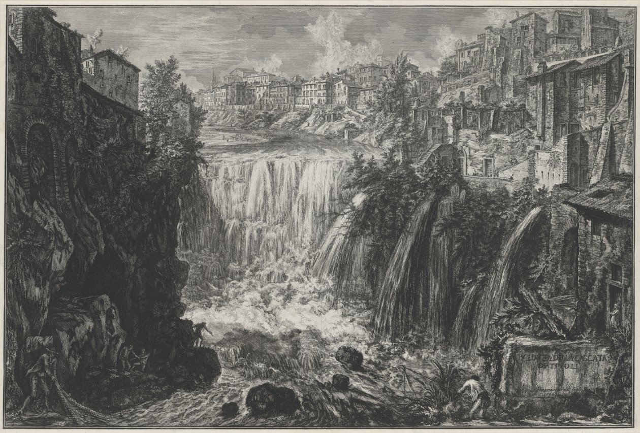Utsikt över Tivolis vattenfall av Giovanni Battista Piranesi