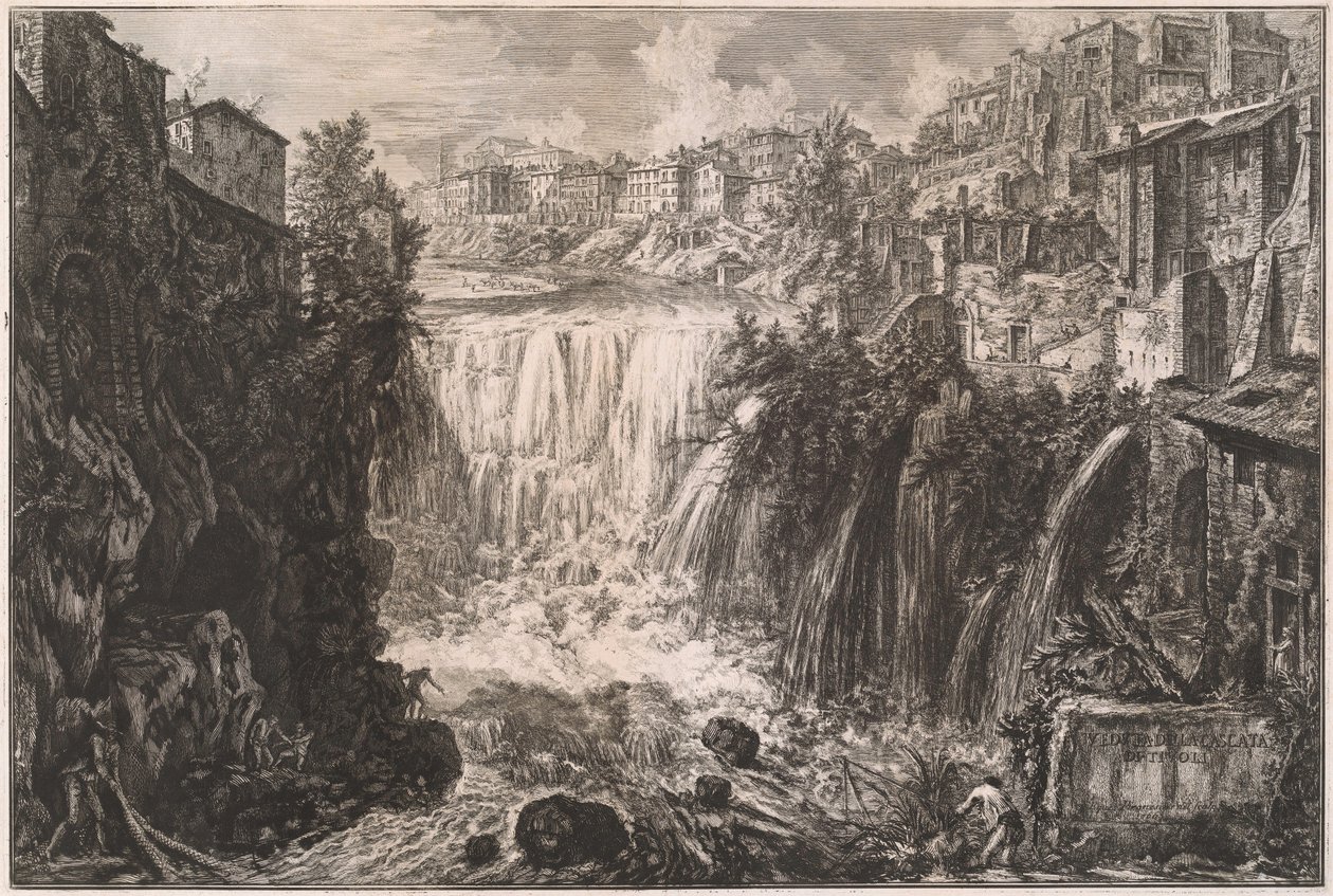 Utsikt över Tivolis vattenfall av Giovanni Battista Piranesi