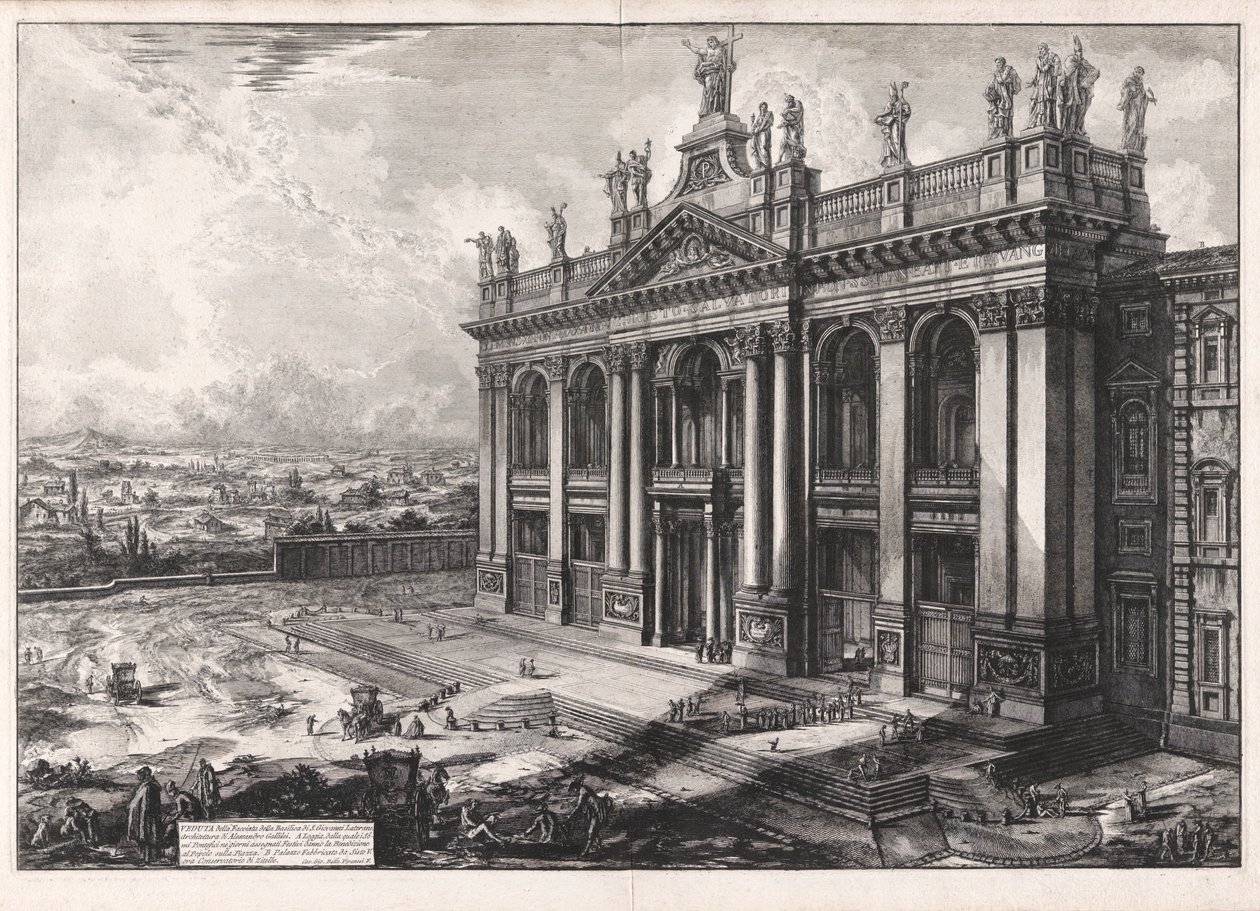 Vy över fasaden av basilikan S. Giovanni Laterano av Giovanni Battista Piranesi