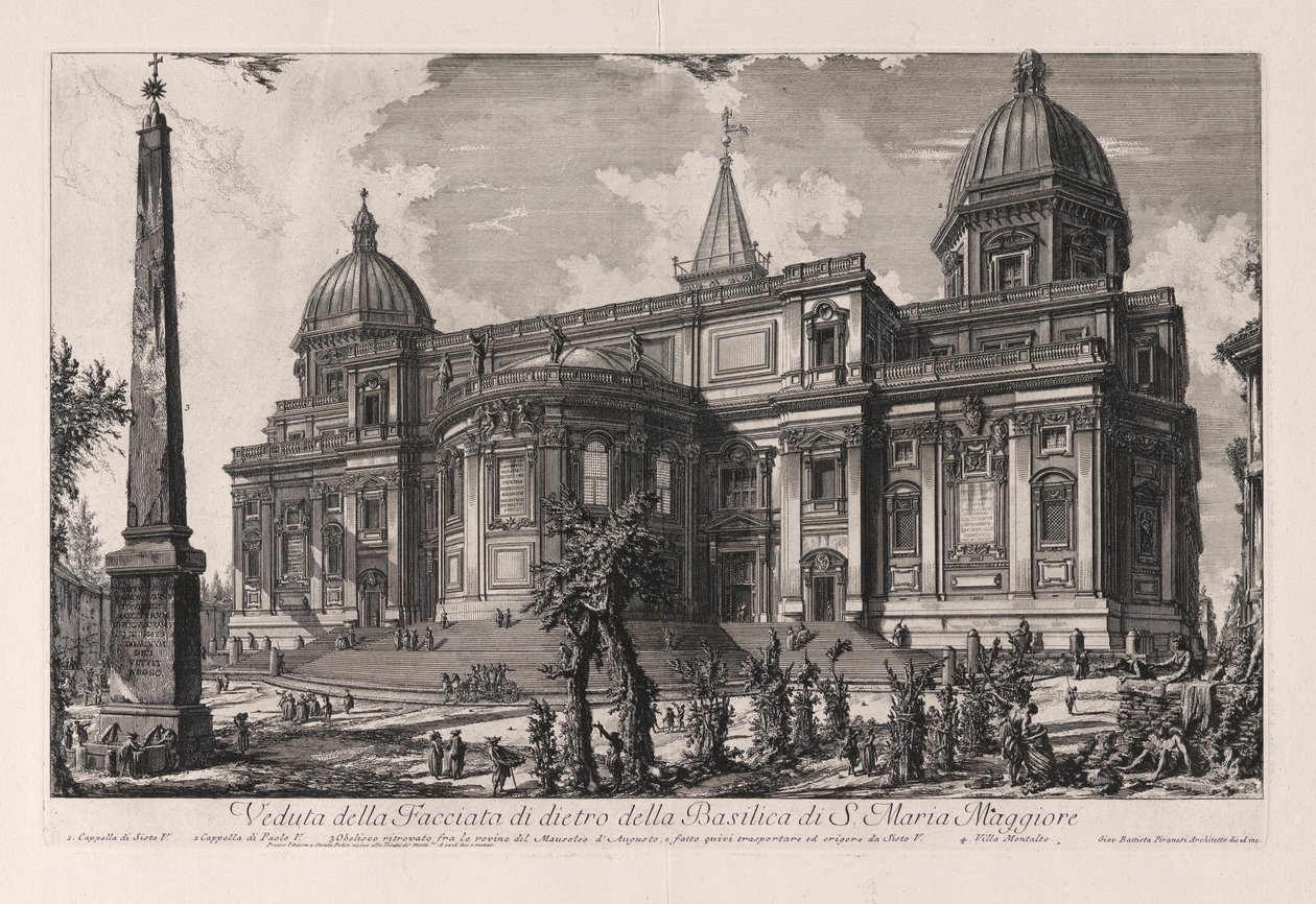 Utsikt över baksidan av basilikan Santa Maria Maggiore (Utsikt över Fa? Ade på baksidan av basilikan Santa Maria Maggiore), från Vedute di Roma (utsikt över Rom) av Giovanni Battista Piranesi