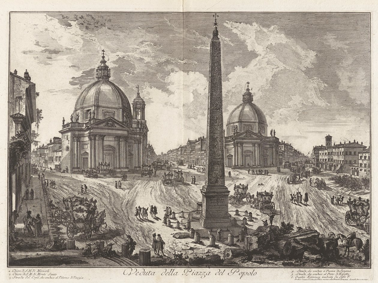 Utsikt över Piazza del Popolo, från Vedute di Roma (Utsikt över Rom) av Giovanni Battista Piranesi
