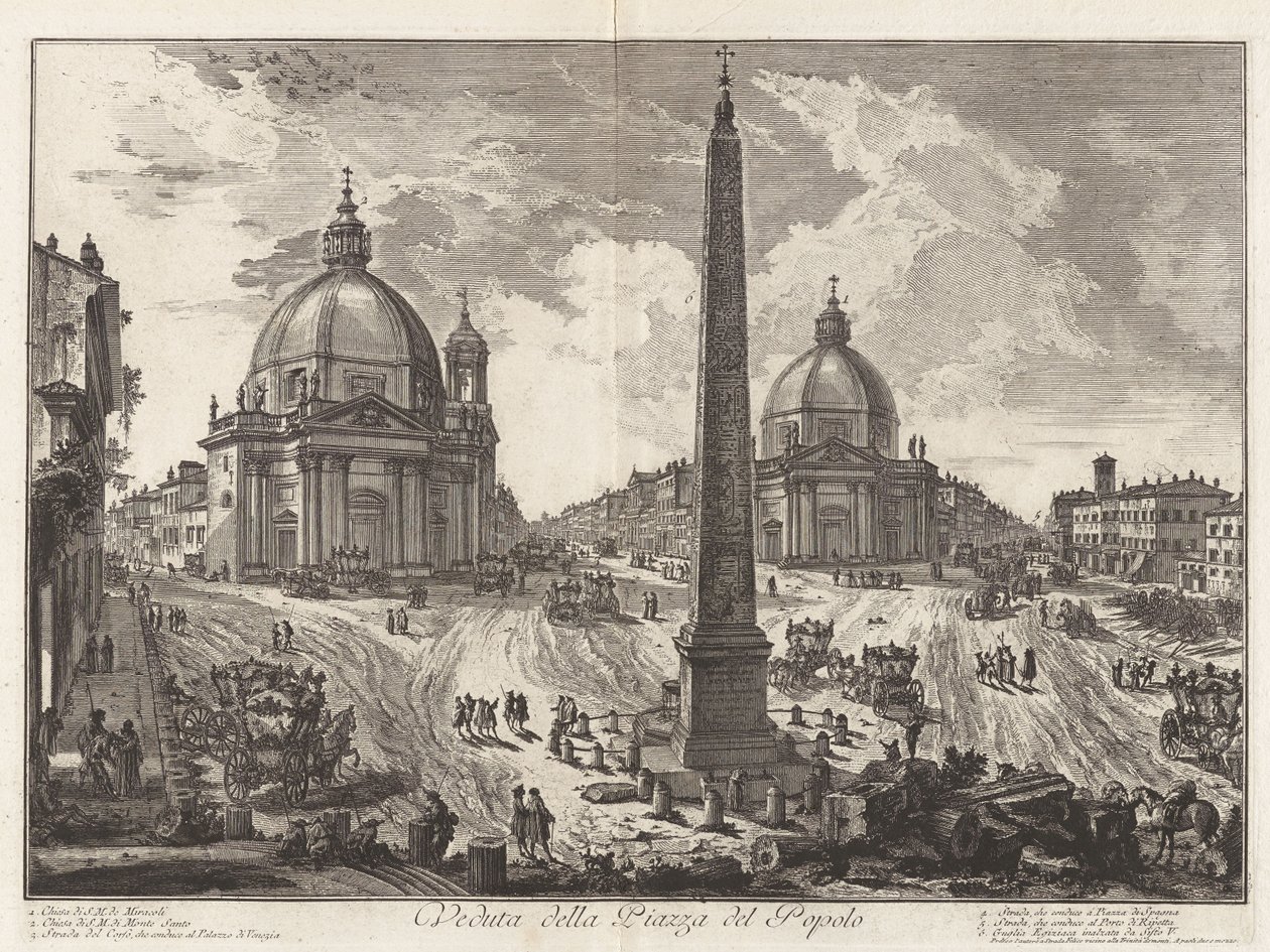 Vy över Piazza del Popolo, ur Vedute di Roma (Vyer över Rom) av Giovanni Battista Piranesi