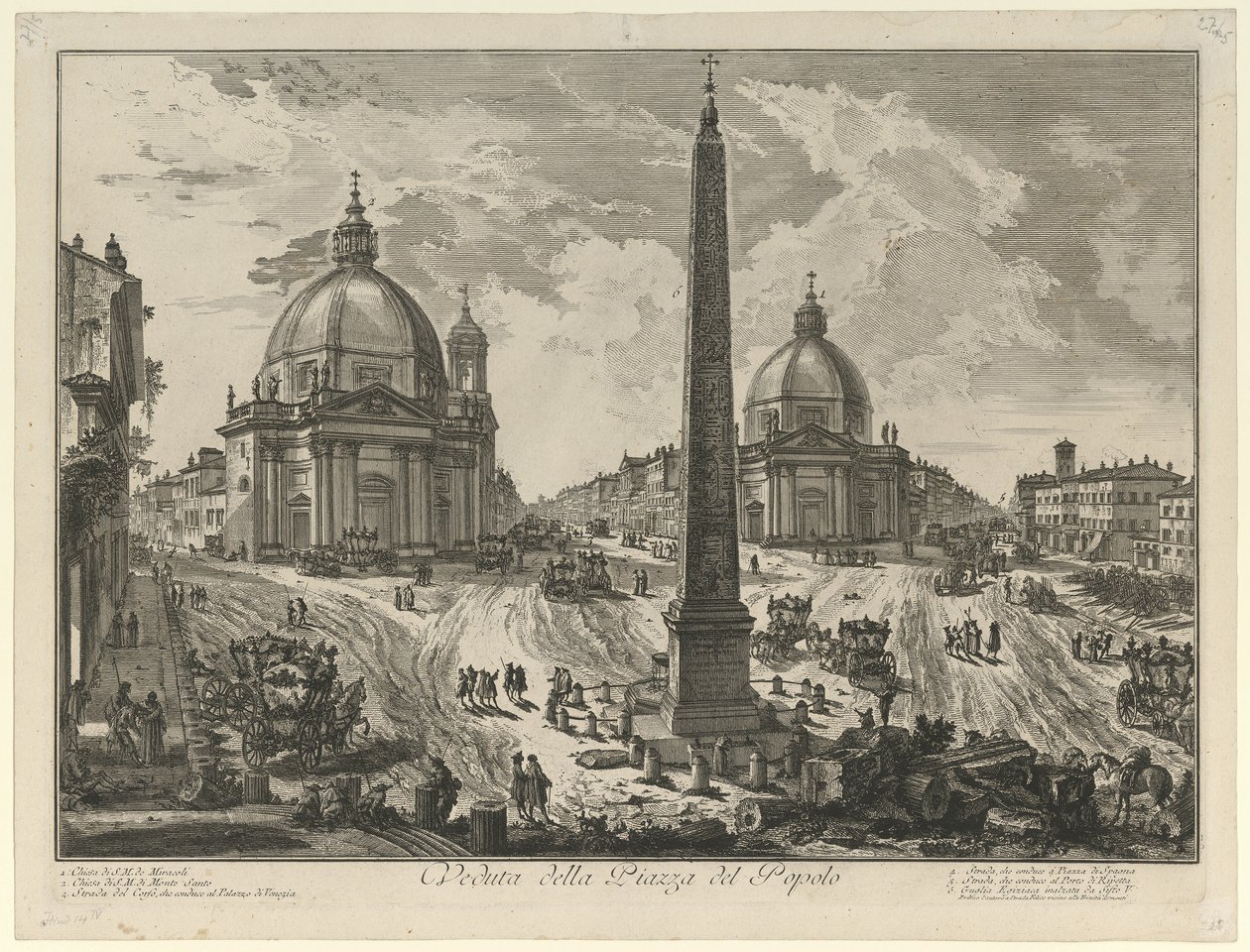 Vy över Piazza del Popolo av Giovanni Battista Piranesi