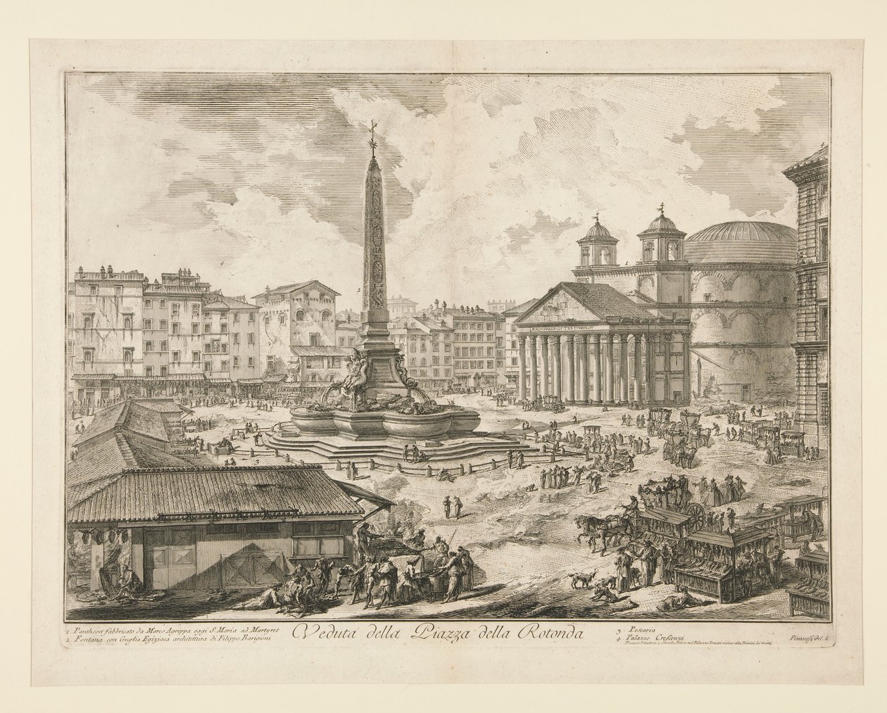 Utsikt över Piazza della Rotonda, från utsikt över Rom av Giovanni Battista Piranesi