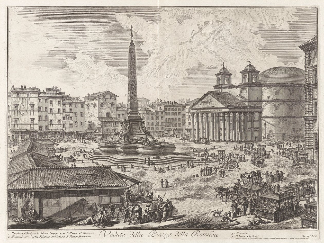 Utsikt över Piazza della Rotunda (Utsikt över Piazza della Rotonda [med Pantheon i bakgrunden]), från Vedute di Roma (Utsikt över Rom) av Giovanni Battista Piranesi