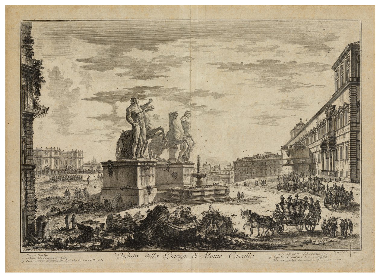 Utsikt över Piazza di Monte Cavallo (Quirinale) av Giovanni Battista Piranesi