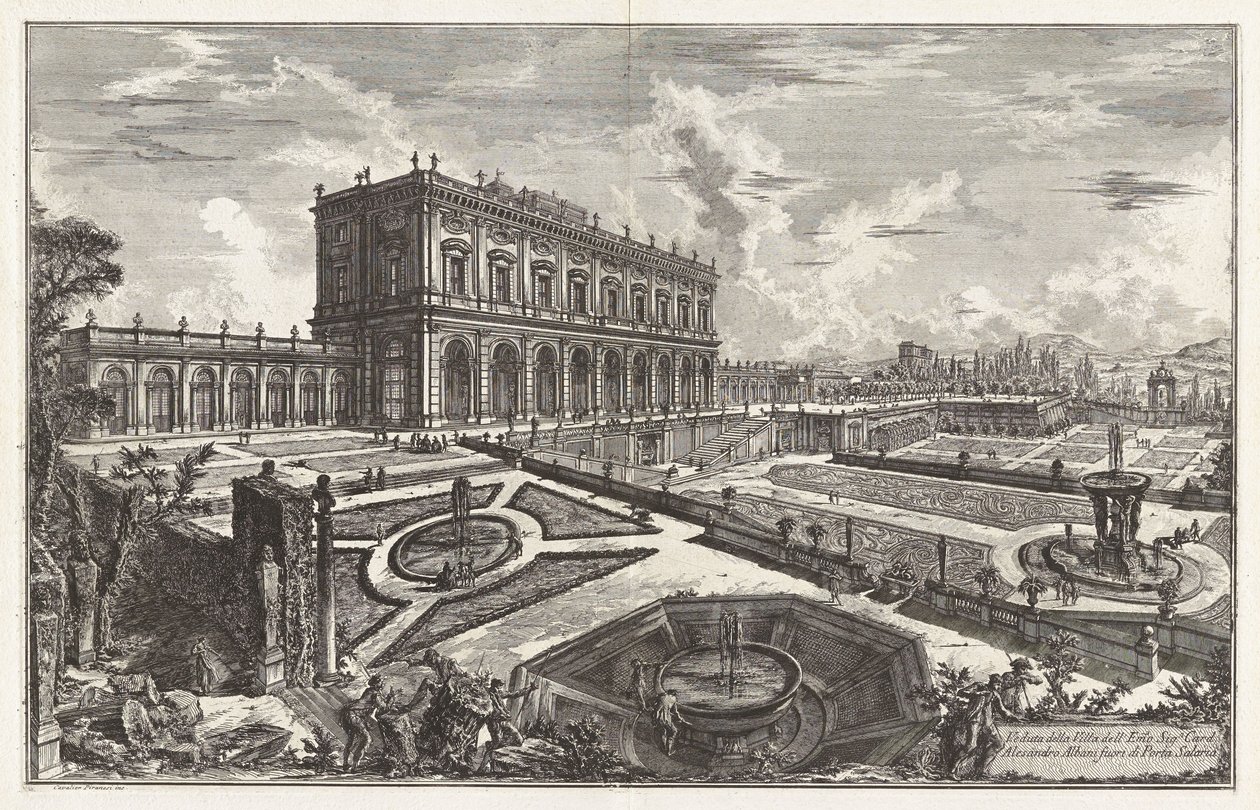 Vy över Hans Eminens kardinal Alessandro Albanis villa utanför Porta Salaria, ur Vedute di Roma (Vyer över Rom) av Giovanni Battista Piranesi