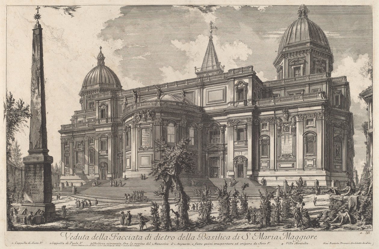 Vy över den bakre fasaden av basilikan S. Maria Maggiore av Giovanni Battista Piranesi