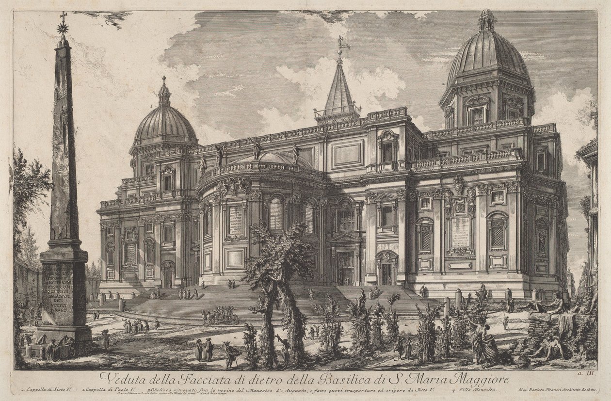 Vy över baksidan av basilikan Santa Maria Maggiore av Giovanni Battista Piranesi