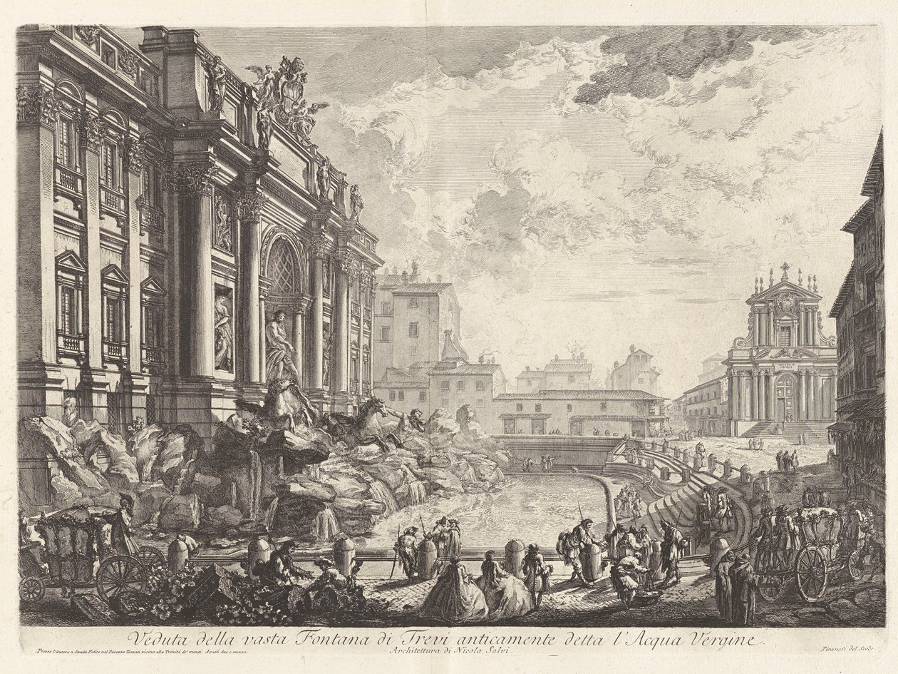 Utsikt över den väldiga Fontana di Trevi, tidigare känd som l av Giovanni Battista Piranesi