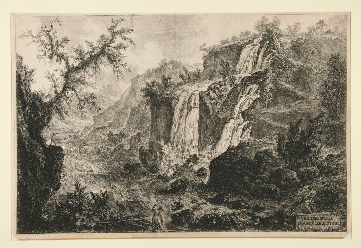 Utsikt över de små vattenfallen i Tivoli, från Vedute di Roma av Giovanni Battista Piranesi