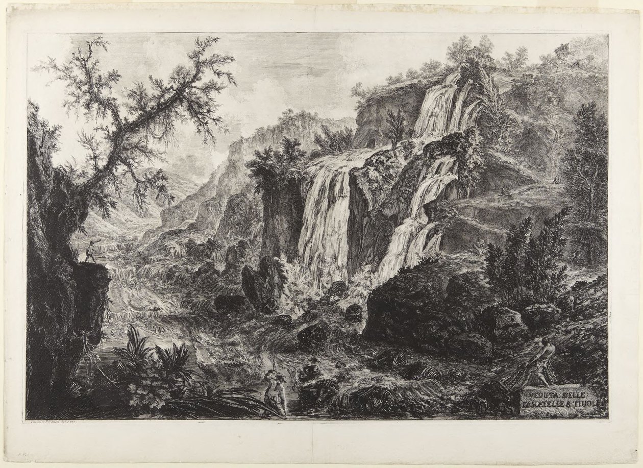 Utsikt över de små vattenfallen i Tivoli av Giovanni Battista Piranesi