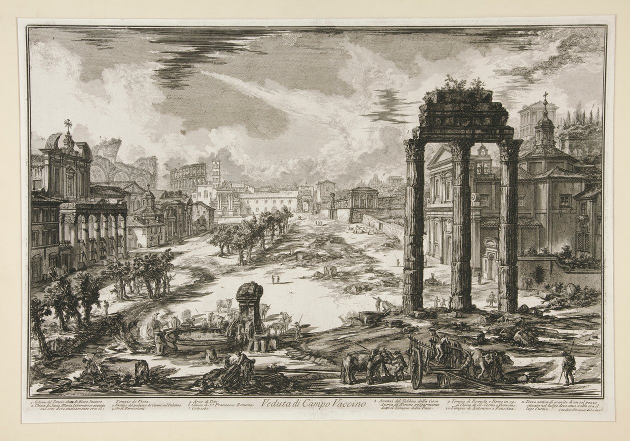 Utsikt över Campo Vaccino (Utsikt över Campo Vaccino), från utsikt över Rom av Giovanni Battista Piranesi