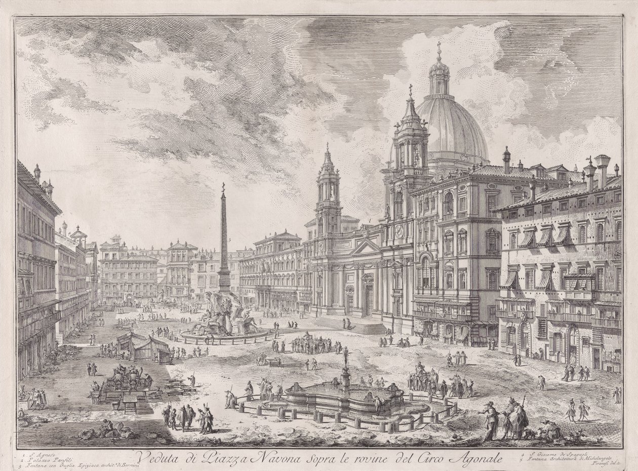 Vy över Piazza Navona ovanför ruinerna av Circus Agonalis, ur Vedute di Roma (Vyer över Rom) av Giovanni Battista Piranesi