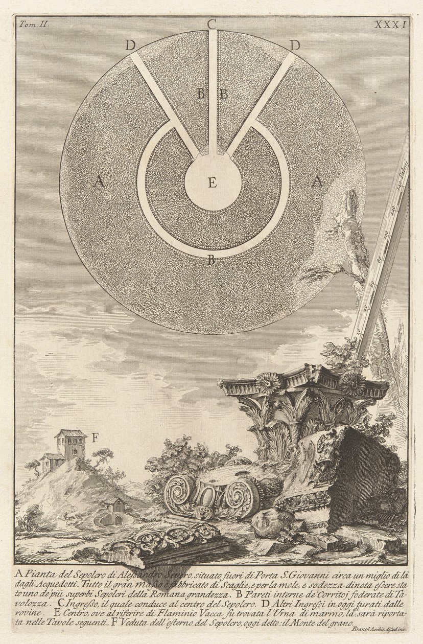 Vy över en annan del av L. Arruntius gravkammare, plåt 10 från volym 2 Antichit? Romerska (romerska antikviteter) av Giovanni Battista Piranesi