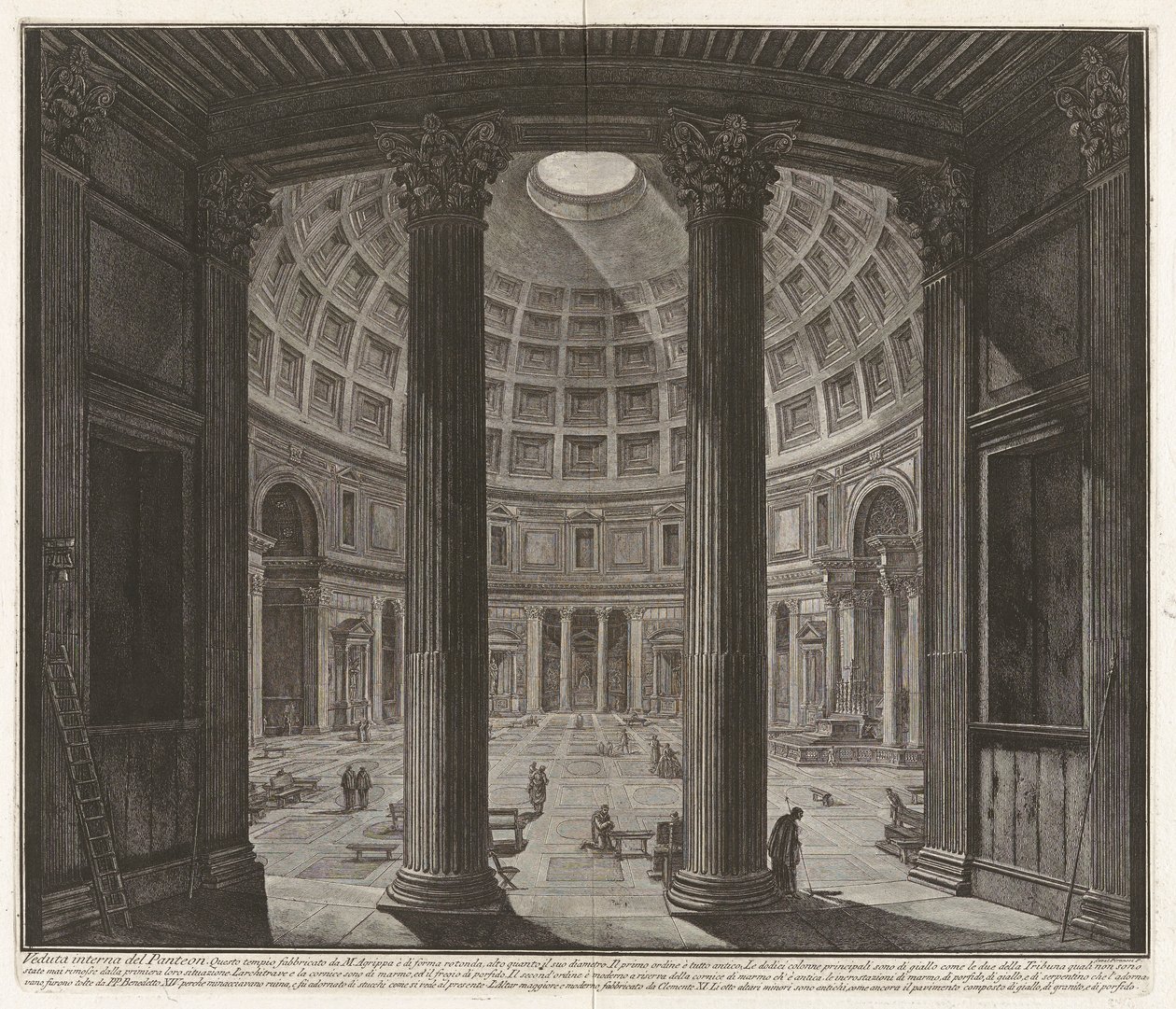 Interiörvy av Pantheon av Giovanni Battista Piranesi