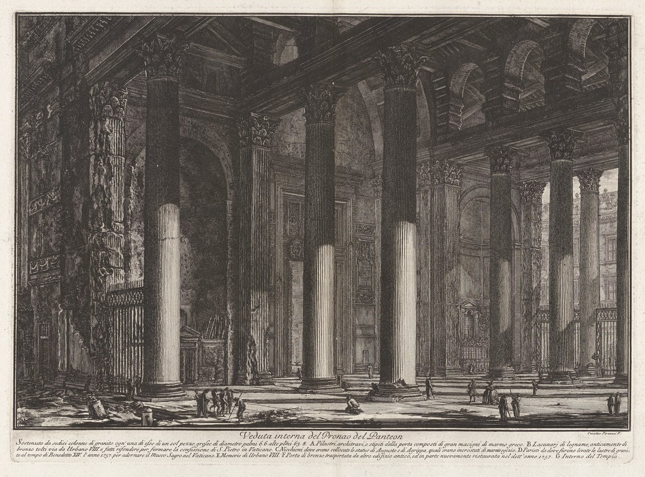 Interiörvy av Pantheons Pronaos, från Vedute di Roma (Utsikt över Rom) av Giovanni Battista Piranesi