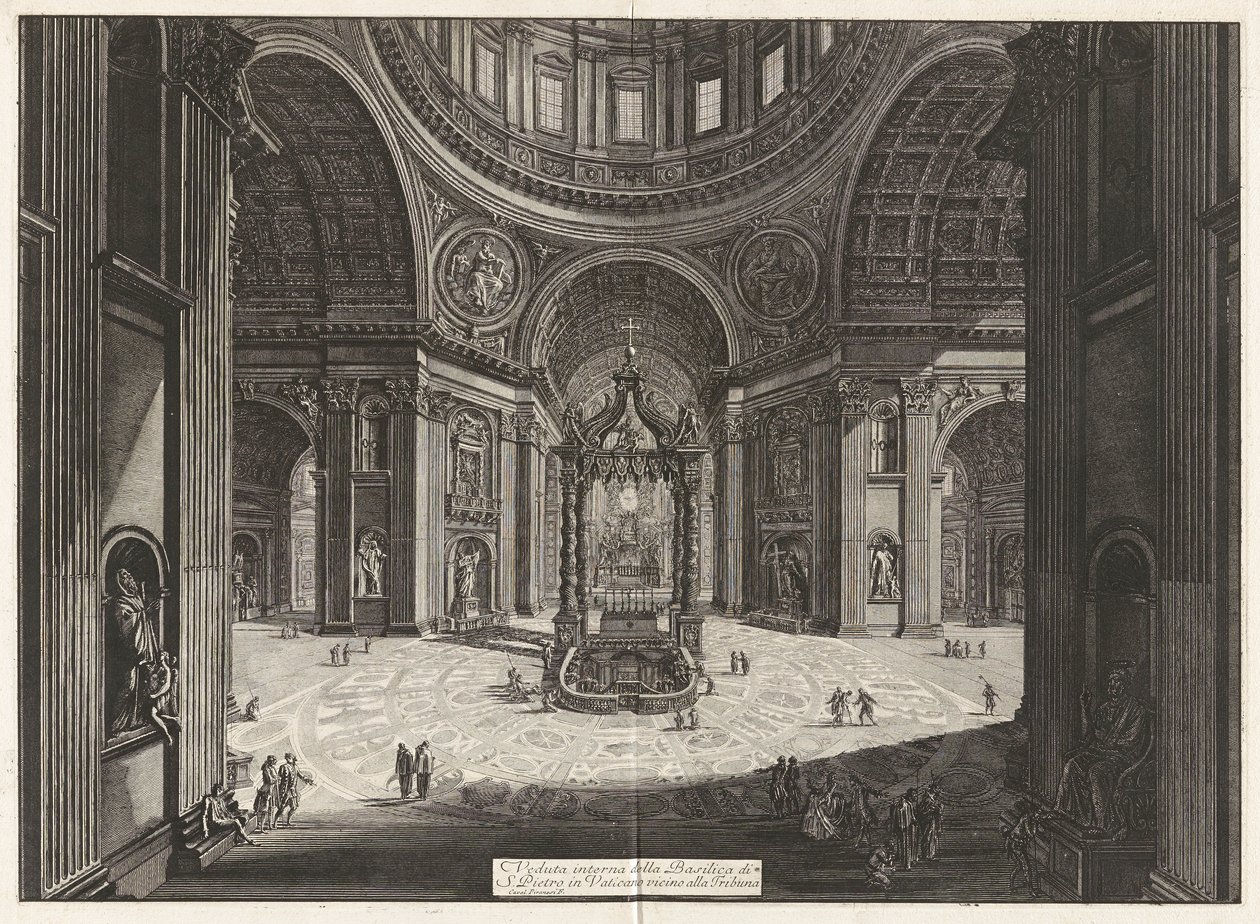 Interiörvy av basilikan Saint Peter av Giovanni Battista Piranesi