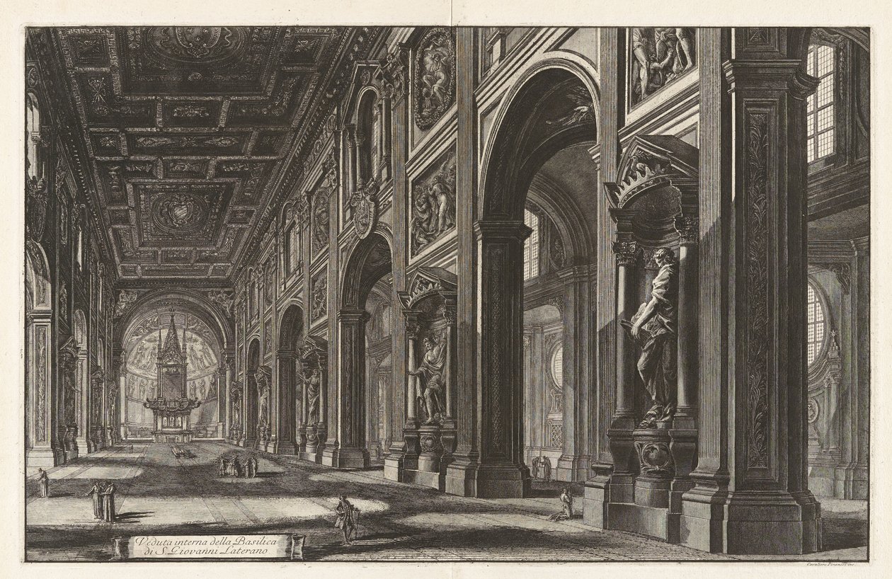 Interiörvy av basilikan San Giovanni in Laterano, ur ”Vedute di Roma” av Giovanni Battista Piranesi