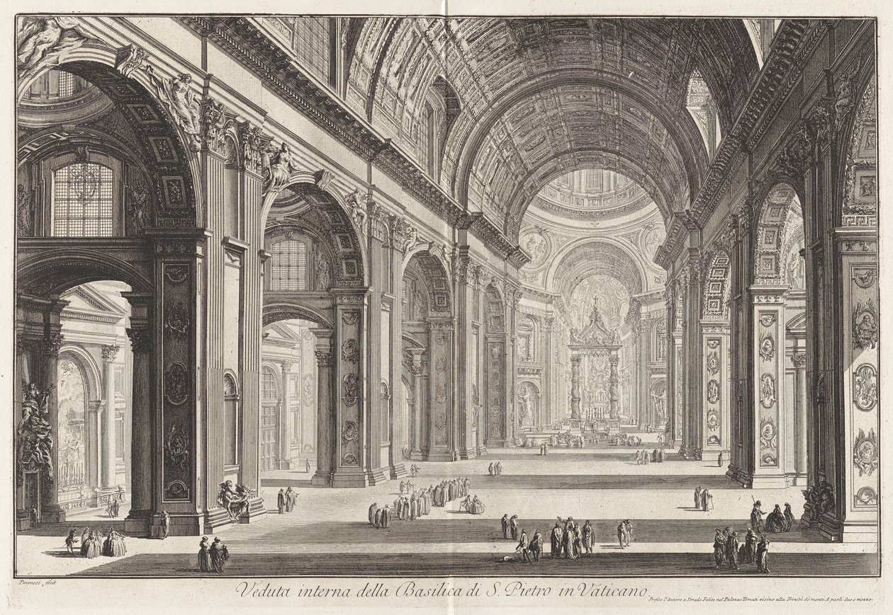 Interiörvy av basilikan Sankt Peter av Giovanni Battista Piranesi