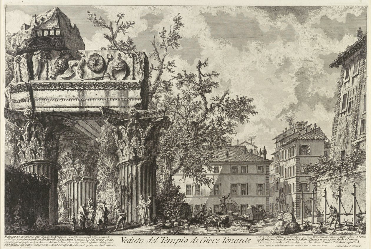 Veduta med Jupiter Tonans tempel, ca. 1755 av Giovanni Battista Piranesi