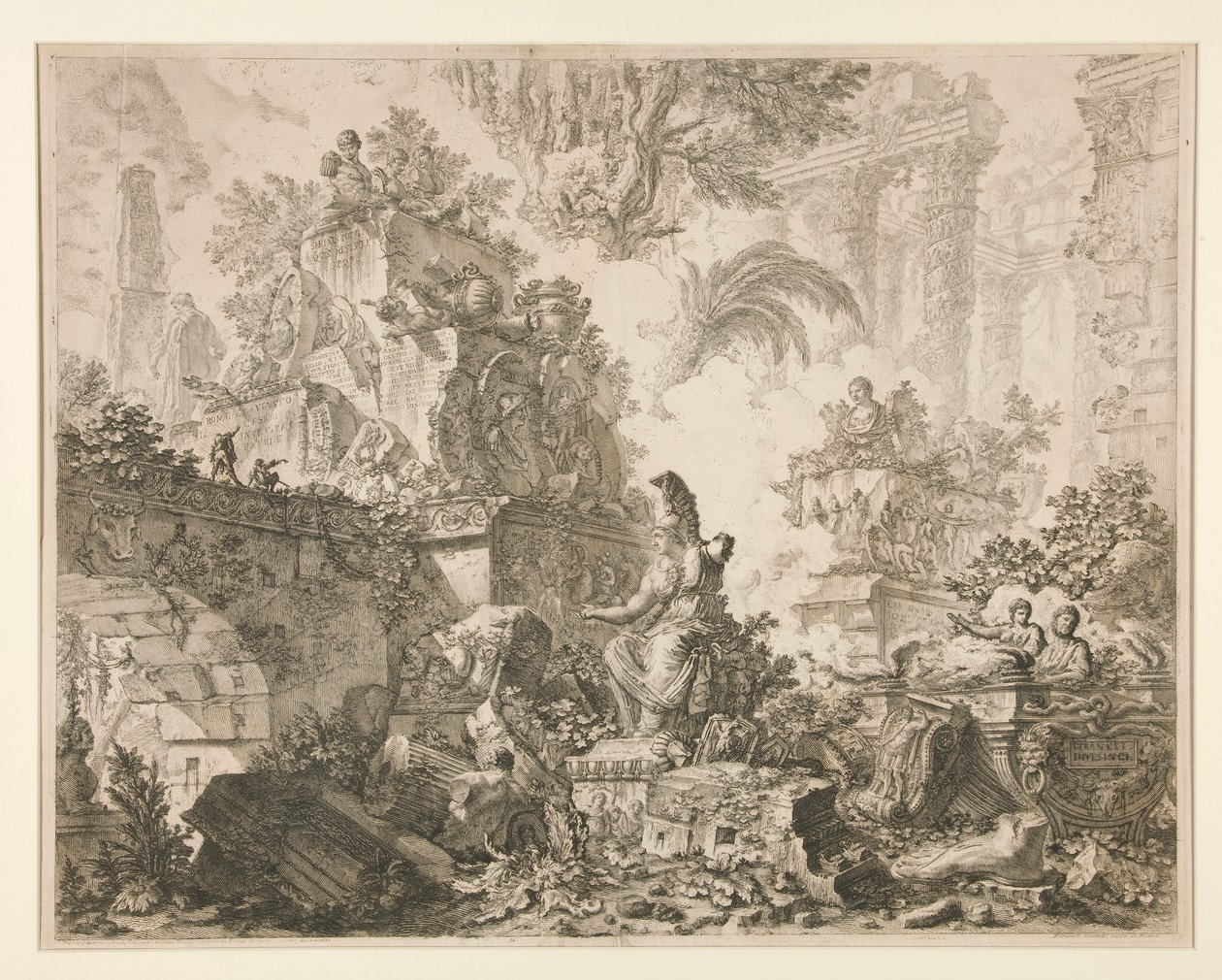 Utsikt över Rom: Frontispice med staty av Minerva av Giovanni Battista Piranesi