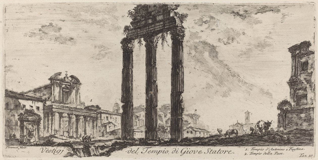 Vestiges av templet av Jupiter Stator av Giovanni Battista Piranesi