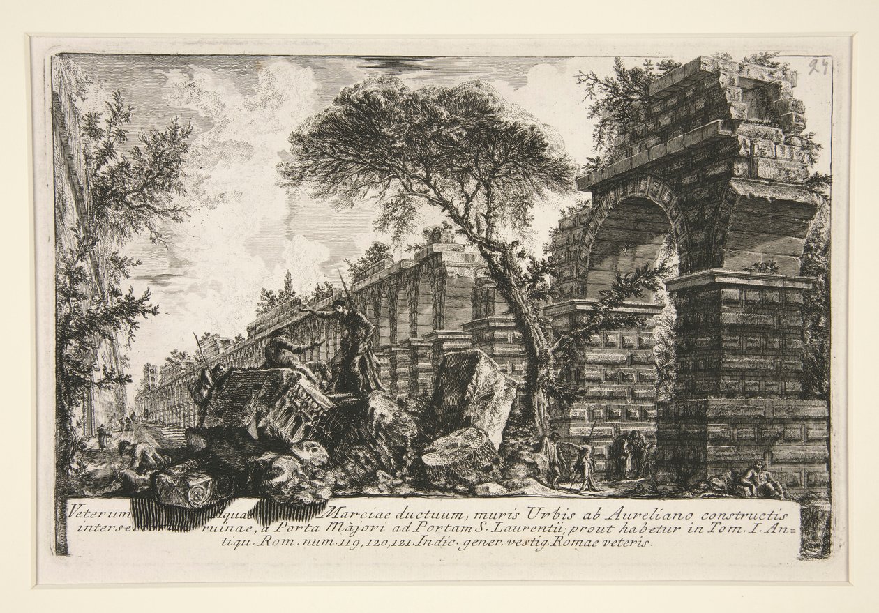 Forntida akvedukt av Acqua Marcia, från Della Magnificenza ed Architettura de av Giovanni Battista Piranesi