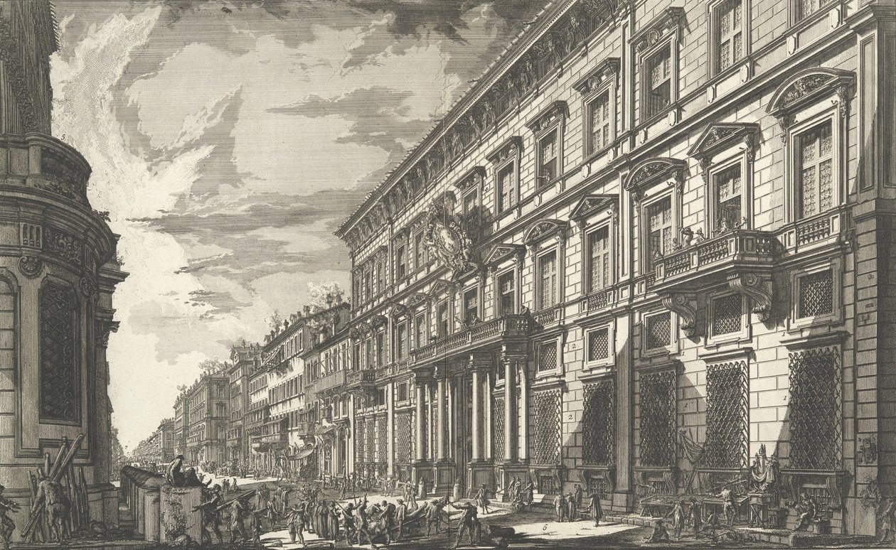 Utsikt längs Via del Corso av Palazzo dell