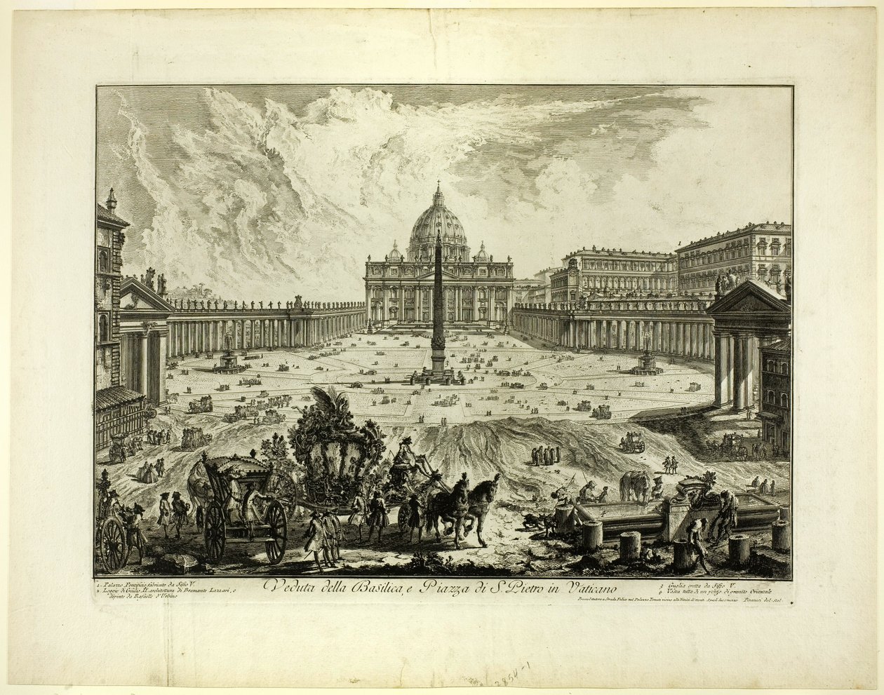 Utsikt över Peterskyrkan och Piazza i Vatikanen, från Views of Rome av Giovanni Battista Piranesi