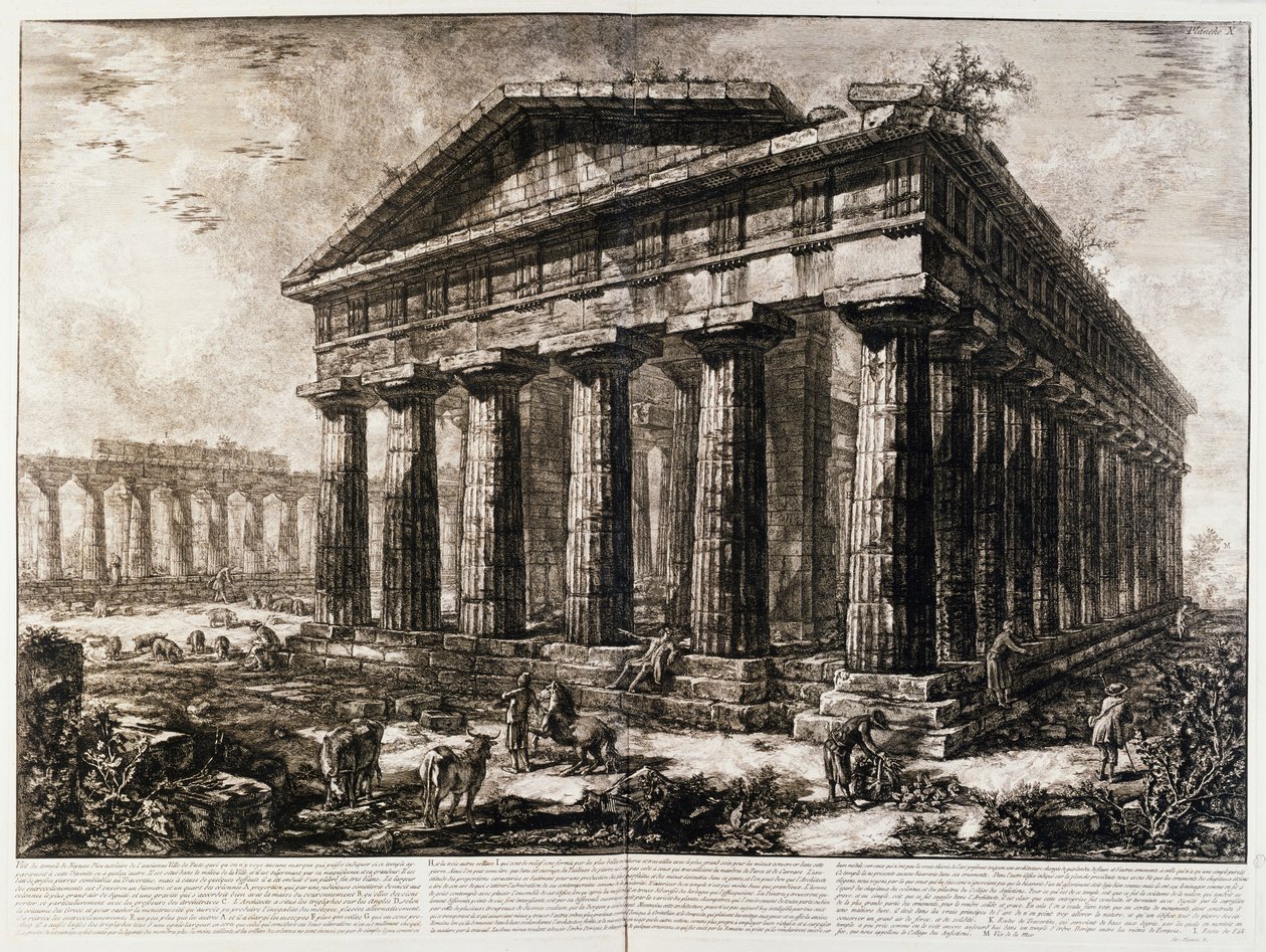 Vy över Neptunus tempel i Paestum av Giovanni Battista Piranesi