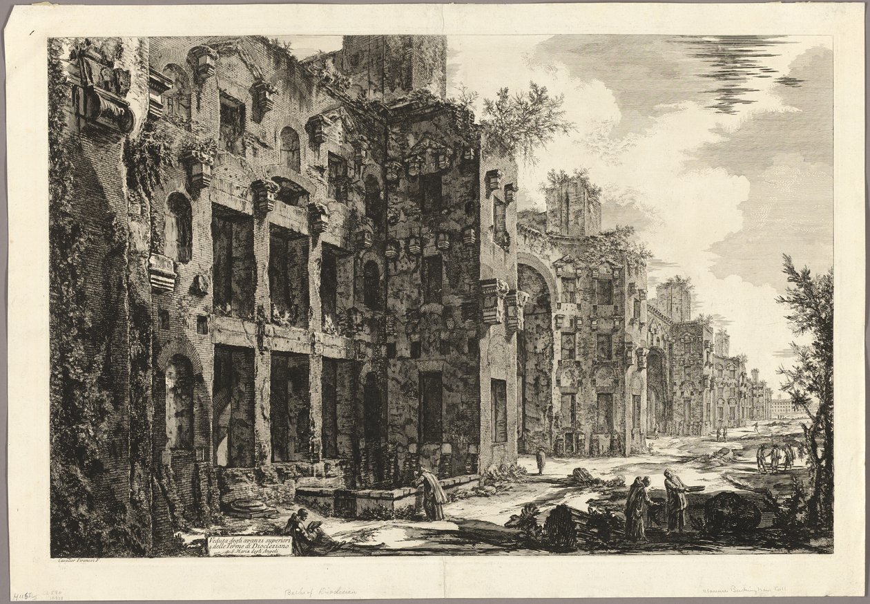 Utsikt över synliga rester av Diocletianus bad vid S. Maria degli Angeli, från utsikt över Rom av Giovanni Battista Piranesi