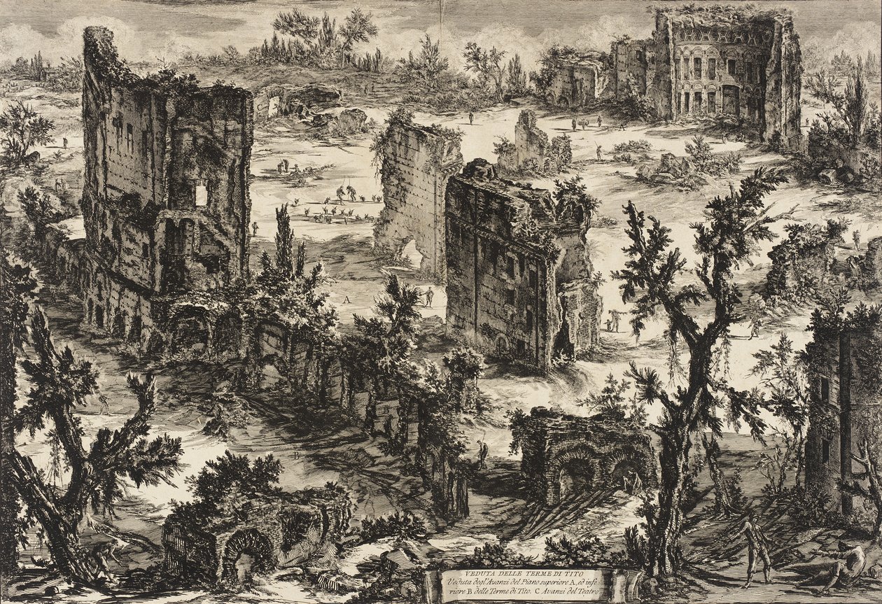 Vy över Titus termer av Giovanni Battista Piranesi