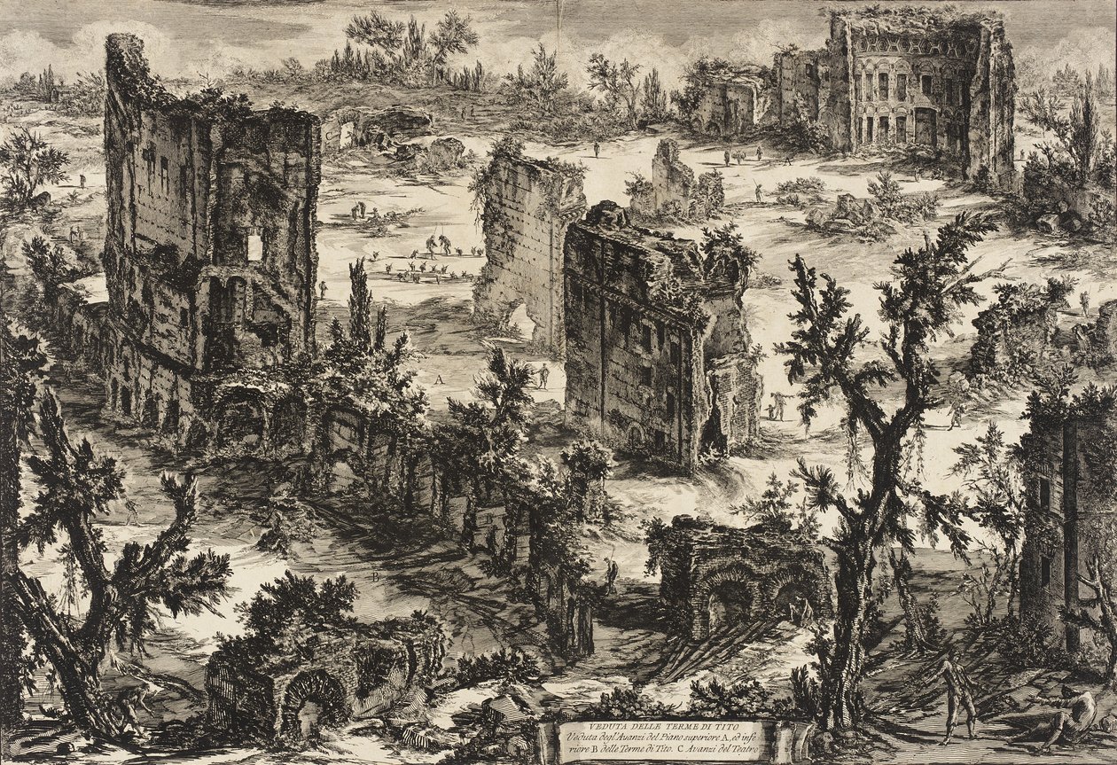 Utsikt över Titusbadet, c.1775 av Giovanni Battista Piranesi