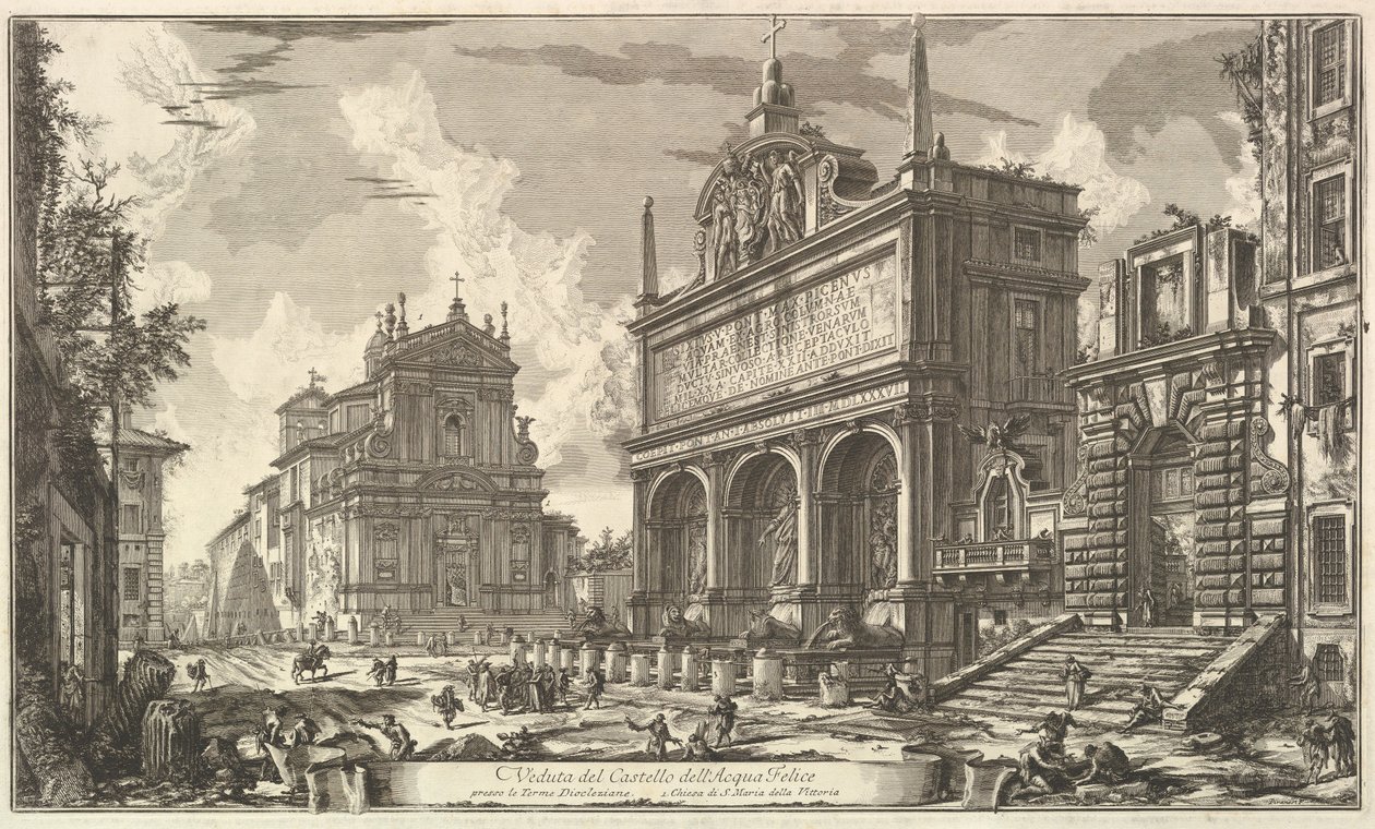 Vy över Acqua Felices källa..., ur Vedute di Roma (Romerska vyer) av Giovanni Battista Piranesi