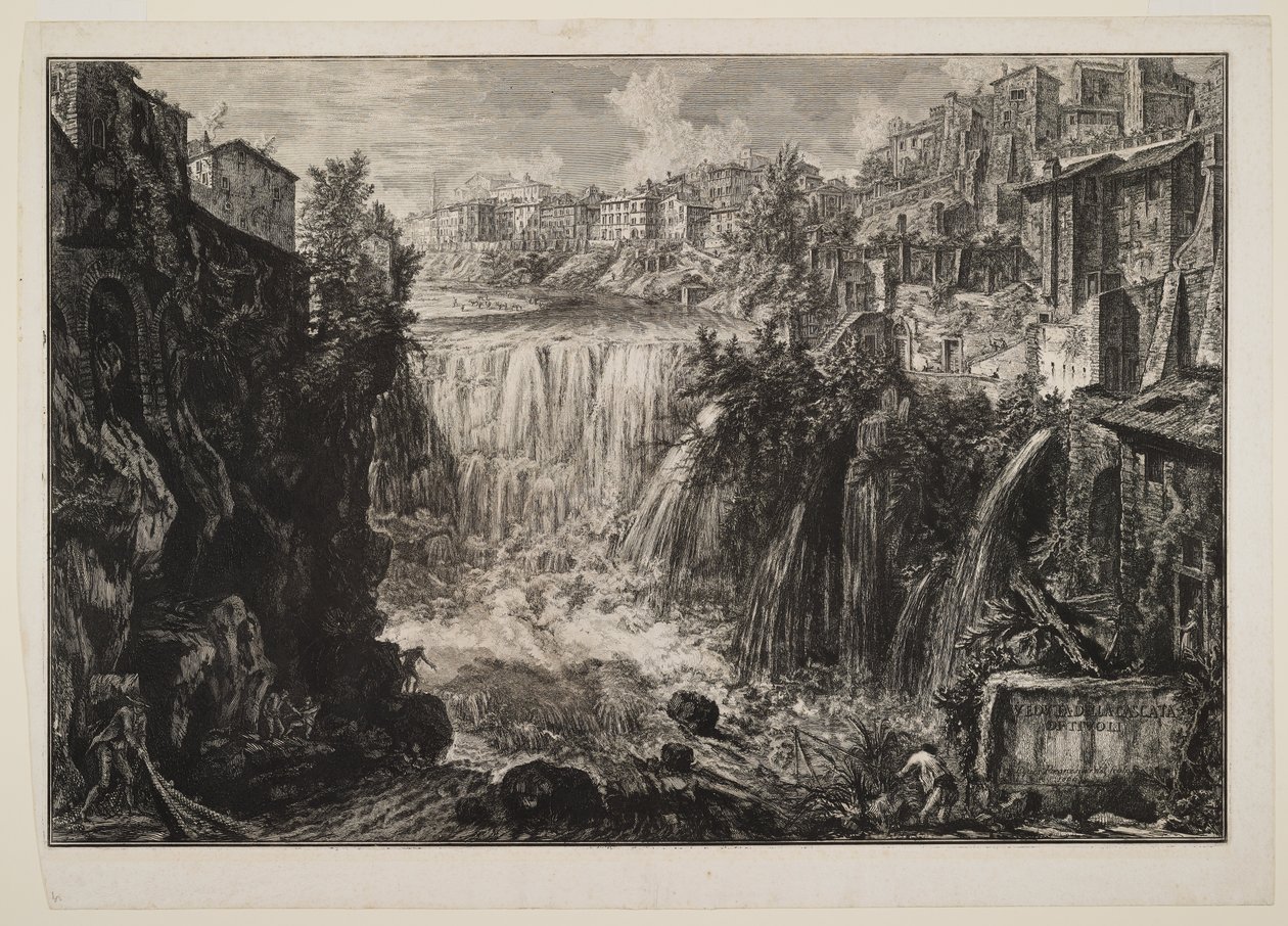 Vy över det stora vattenfallet i Tivoli av Giovanni Battista Piranesi