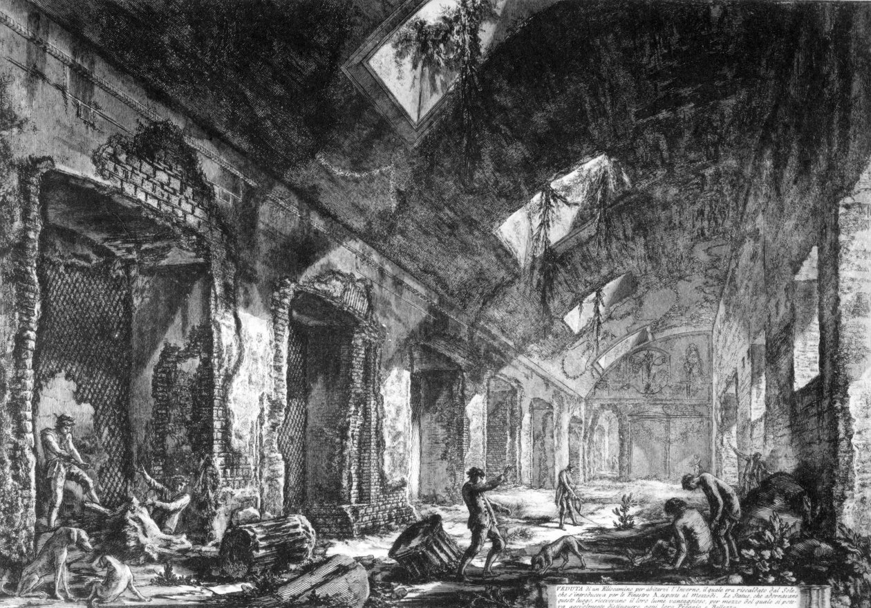 Utsikt över Heliocaminus vid Hadrianus villa, Tivoli, från serien "Views of Rome", ca 1760 av Giovanni Battista Piranesi