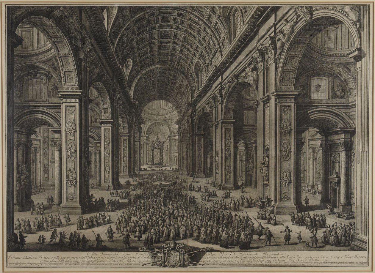Vy över Peterskyrkans interiör av Giovanni Battista Piranesi