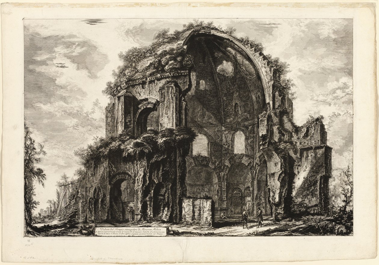 Utsikt över det åttakantiga templet Minerva Medica, från utsikt över Rom av Giovanni Battista Piranesi