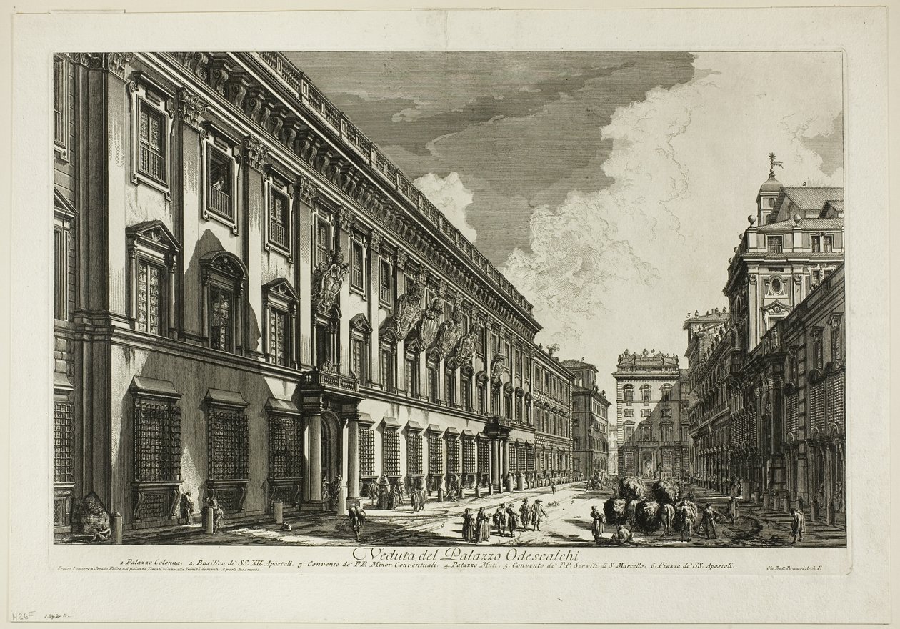 Utsikt över Palazzo Odescalchi, från utsikt över Rom av Giovanni Battista Piranesi