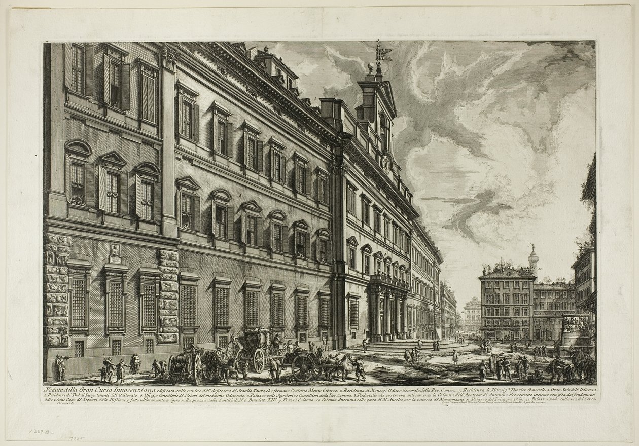 Utsikt över Palazzo di Montecitorio, från utsikt över Rom av Giovanni Battista Piranesi