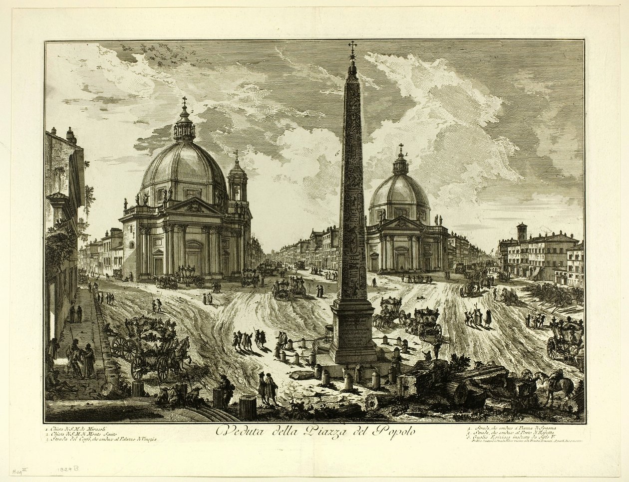 Utsikt över Piazza del Popolo, från utsikt över Rom av Giovanni Battista Piranesi