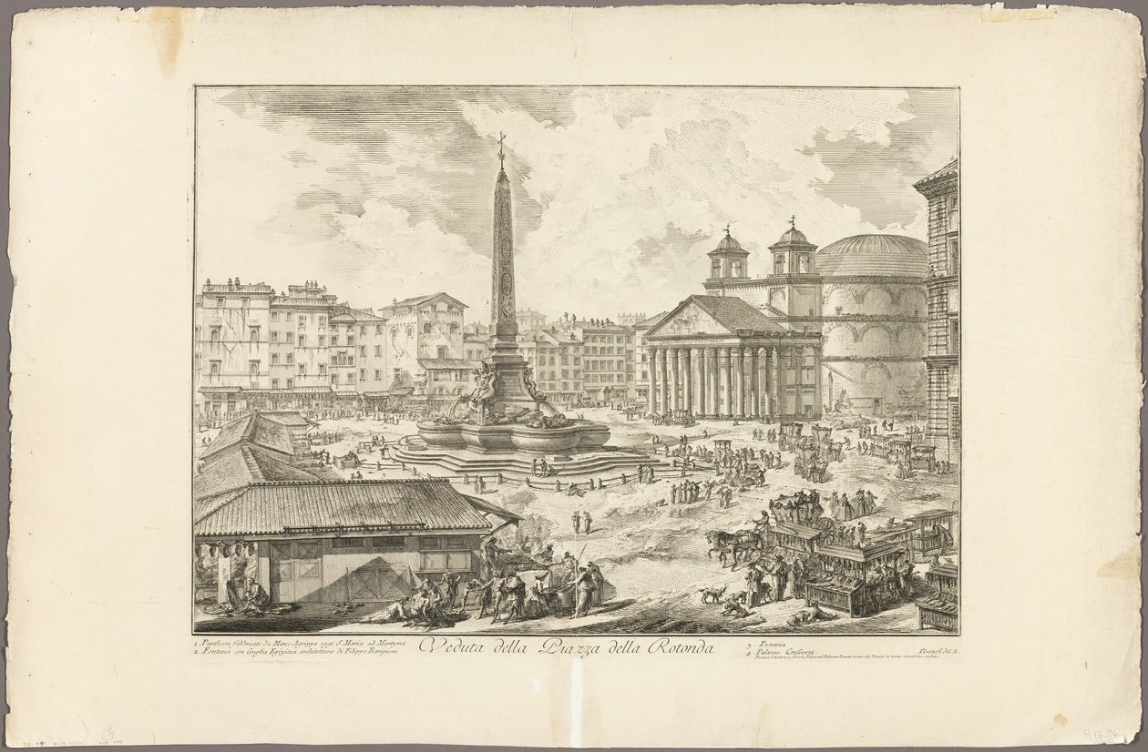Utsikt över Piazza della Rotonda, från utsikt över Rom av Giovanni Battista Piranesi