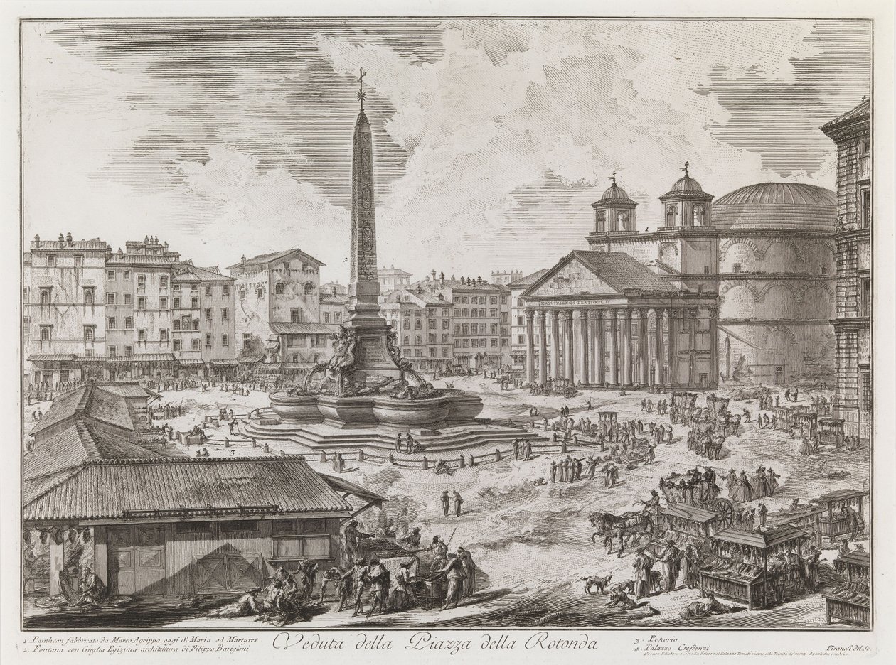 Vy över Piazza della Rotonda, ur serien Vedute di Roma av Giovanni Battista Piranesi